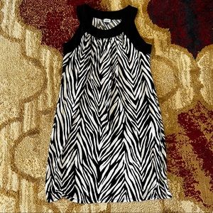 Zebra Print Scoop Neck Sleeveless Dress - Size S
